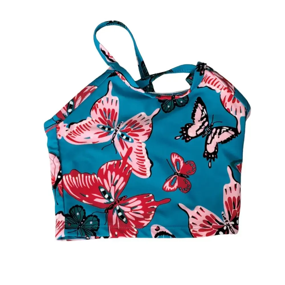 Hanna Andersson Girls Blue Butterfly 2 Piece Tankini Swim Set Size 2T 85 CM